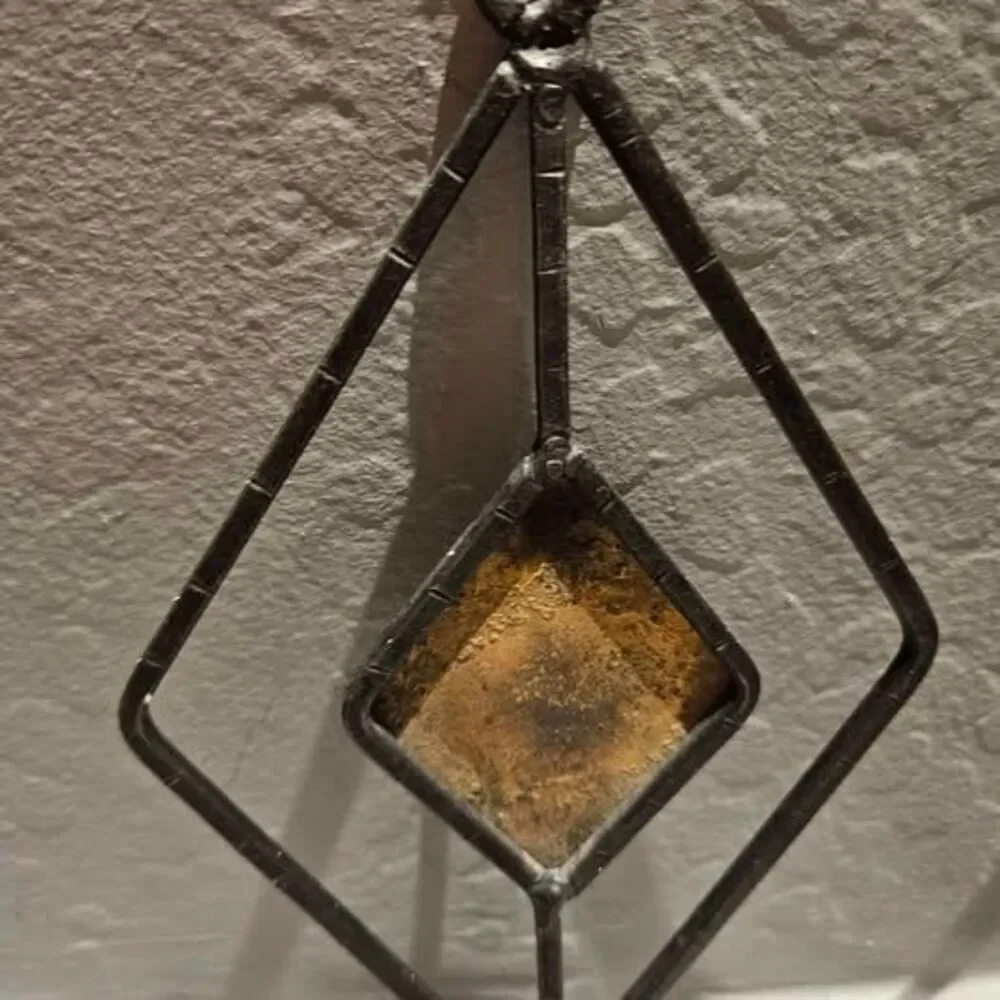Vintage Wrought Iron Diamond Wall Sconces - Pair